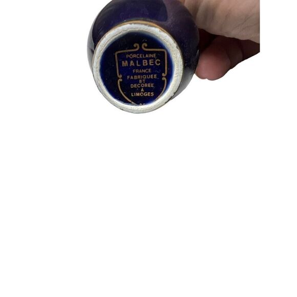 Vintage Limoges Castel France Porcelain Miniature Cobalt Blue & Gold Vases - Picture 6 of 11